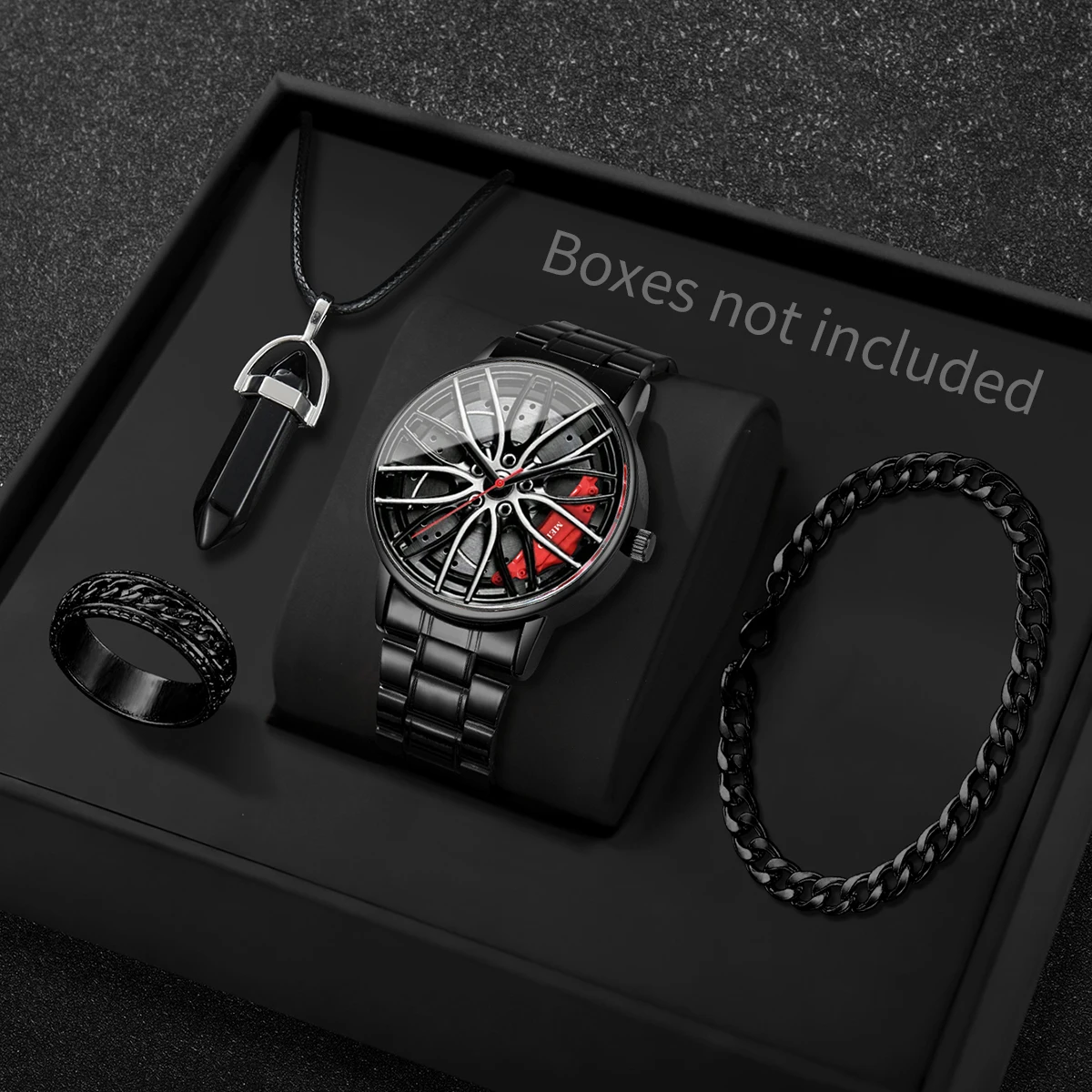 Luxury Watch Organizer For Men - 4개 세트 패션 3D 자동차 휠