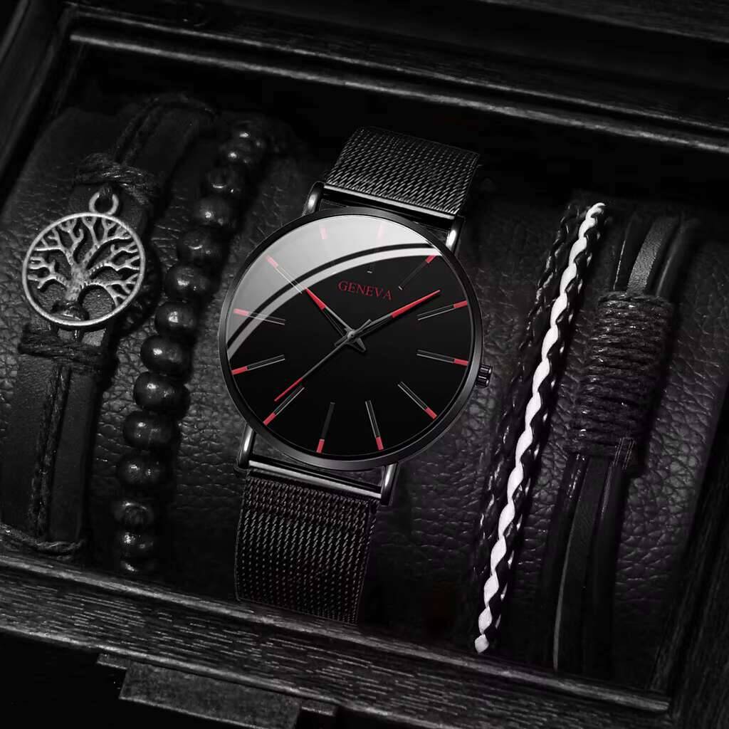 Luxury Watch Organizer For Men - 남성용 스테인레스 스틸 메쉬 벨트 쿼츠