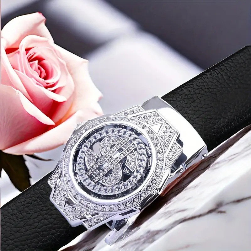 남자를위한 새로운 럭셔리 황금 시계 버클 갈색 PU 가 - Luxury Watch China 리뷰 및 가격