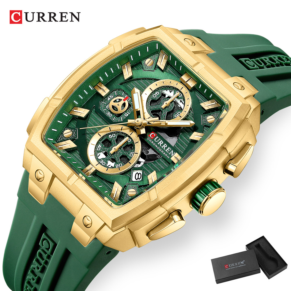 CURREN 남성용 럭셔리 빈티지 시계, 실리콘 스트랩 - Luxury Watch Price 리뷰 및 가격