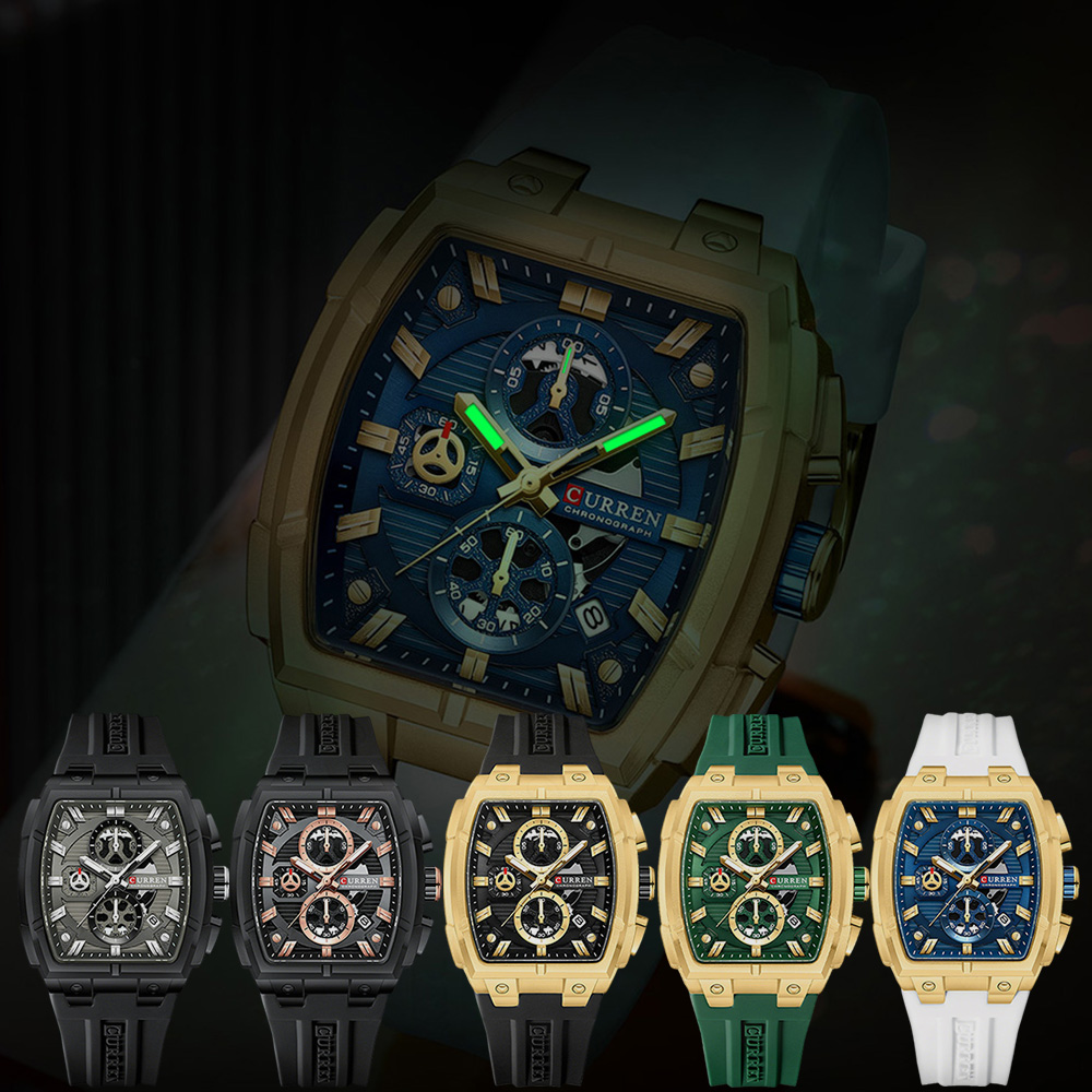 CURREN 남성용 럭셔리 빈티지 시계, 실리콘 스트랩 - Luxury Watch Price 리뷰 및 가격