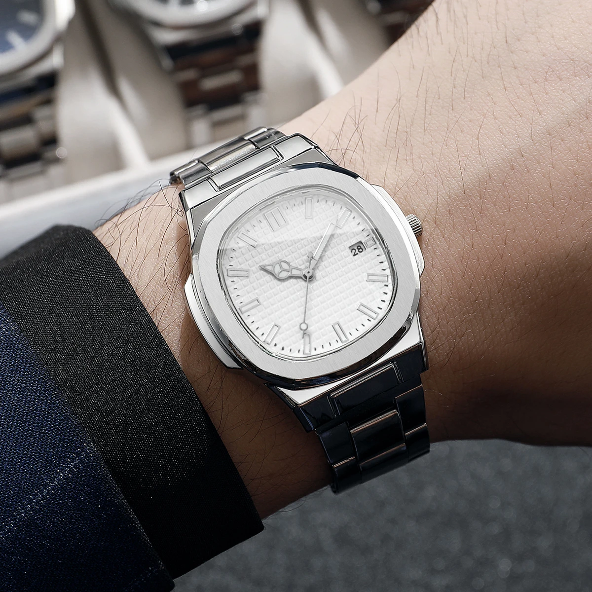 럭셔리 스퀘어 남성 비즈니스 시계 심플한 캘린더 쿼츠  - Luxury Watch Organizer For Men 리뷰 및 가격