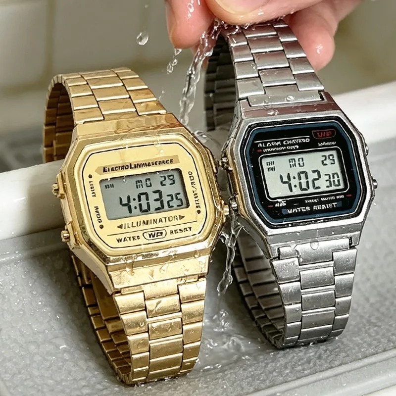 럭셔리 F91W 스틸 밴드 시계 LED 디지털 스테인레 - Luxury Watch Price 리뷰 및 가격