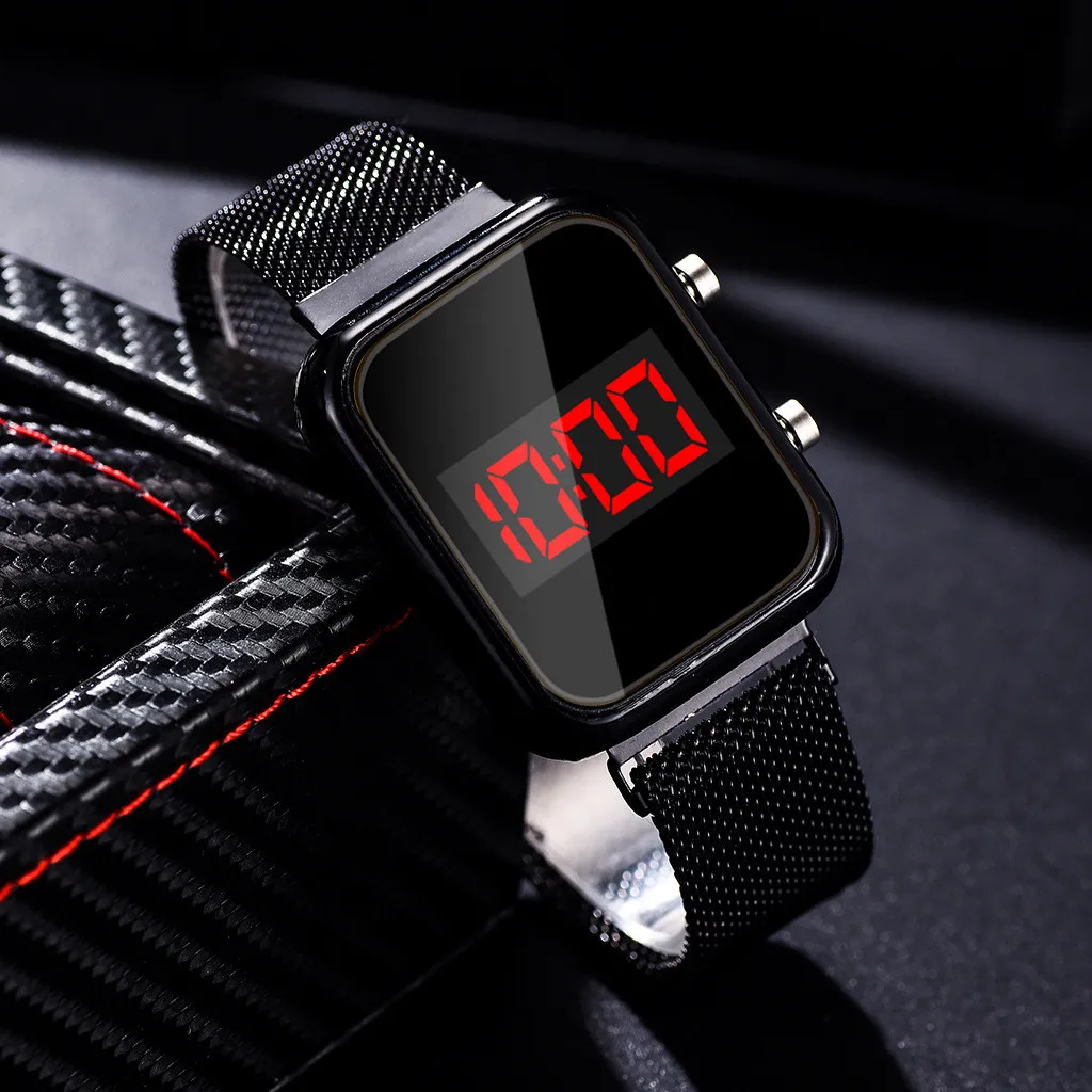 패션 마그네틱 버클 직사각형 LED 디지털 시계 남성  - Luxury Watch Price 리뷰 및 가격