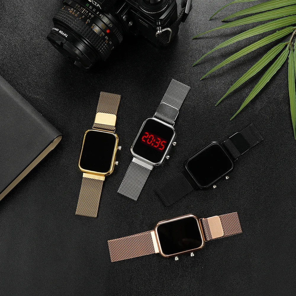 패션 마그네틱 버클 직사각형 LED 디지털 시계 남성  - Luxury Watch Price 리뷰 및 가격