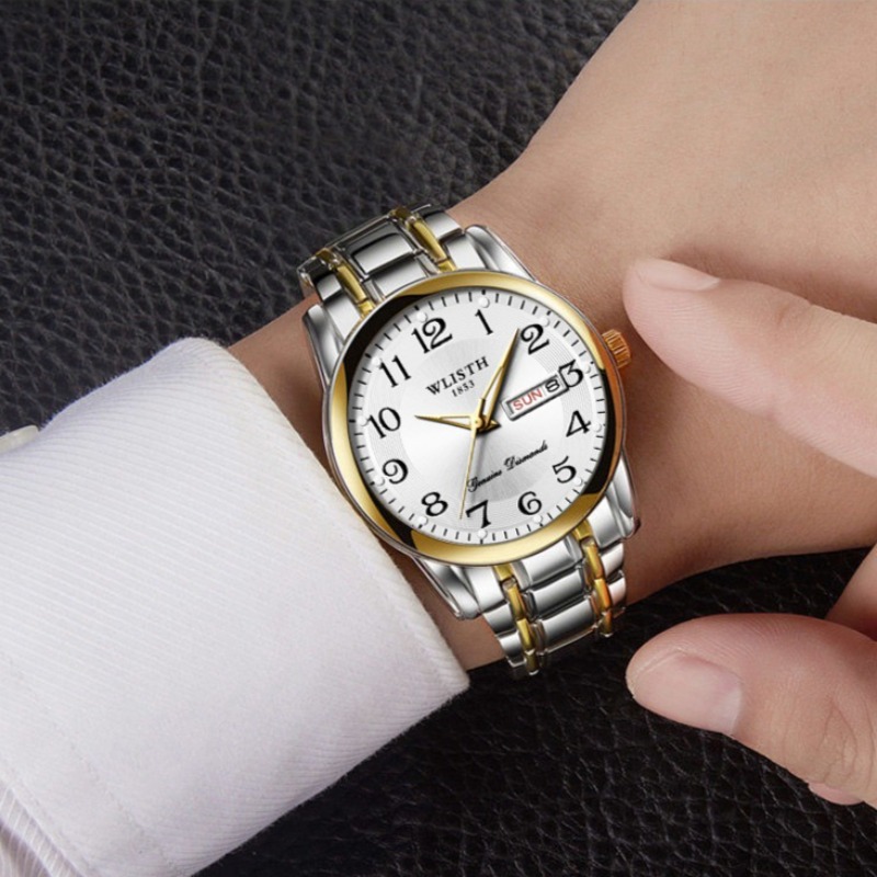 럭셔리 남성 쿼츠 시계 디지털 손목시계 달력 요일 야광 - Luxury Watch Price 리뷰 및 가격