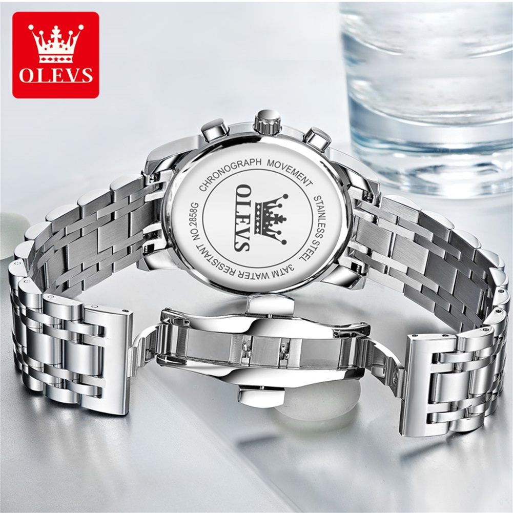 OLEVS 인기 남성용 시계 스테인레스 스틸 블랙 문  - Luxury Watch Price 리뷰 및 가격