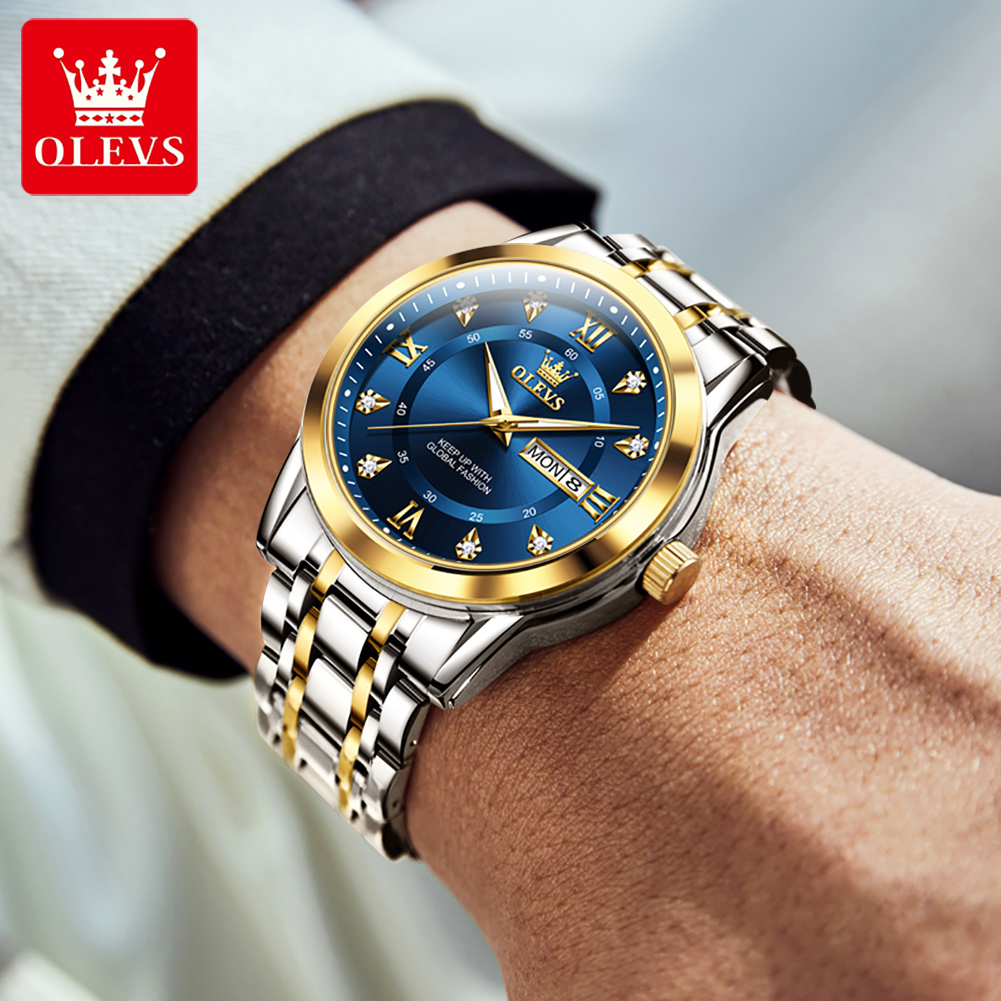 OLEVS 브랜드 패션 남성용 시계 스테인레스 스틸 방 - Luxury Watch Price 리뷰 및 가격
