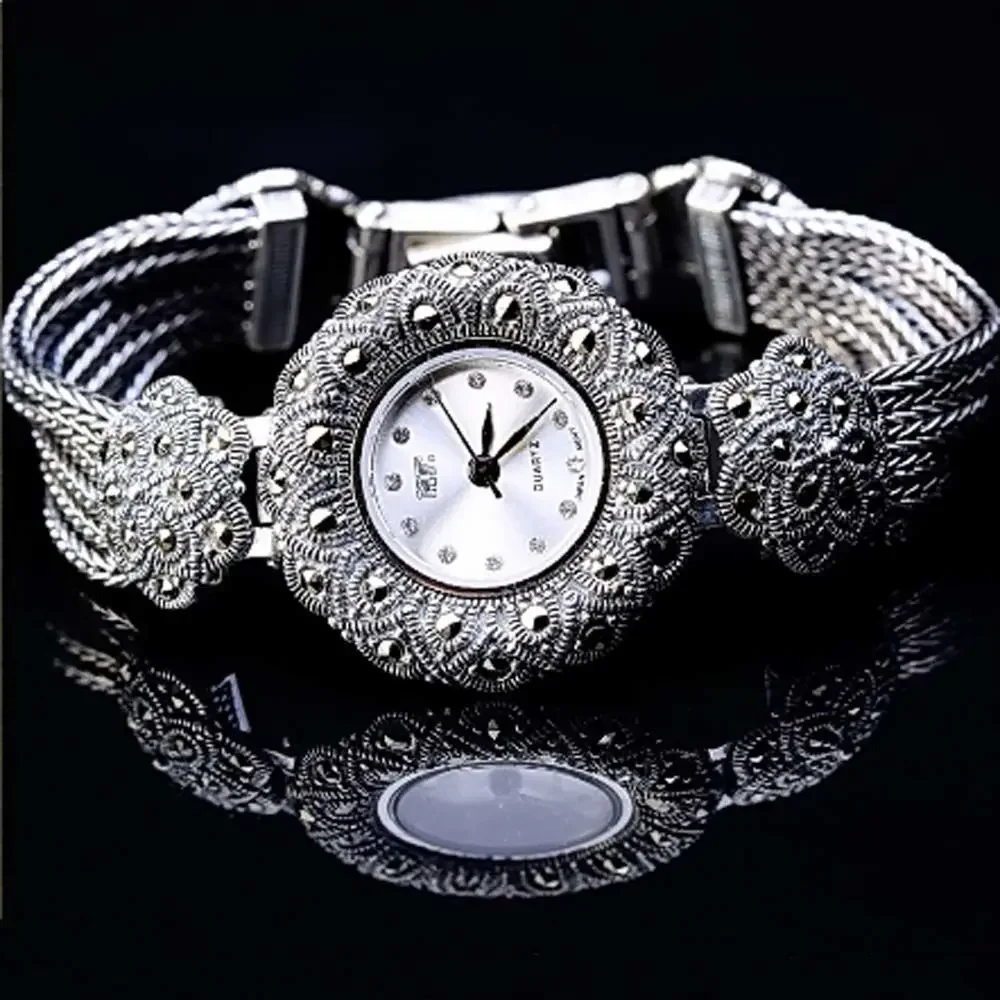 수집가용품-레트로 스타일 스털링 실버 태국 공예 자두  - Luxury Watch Photo 리뷰 및 가격