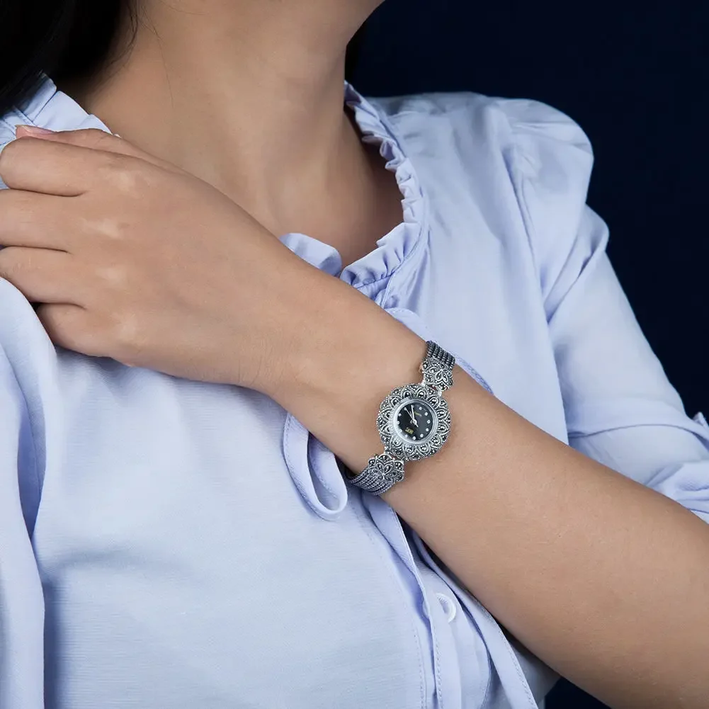수집가용품-레트로 스타일 스털링 실버 태국 공예 자두  - Luxury Watch Photo 리뷰 및 가격